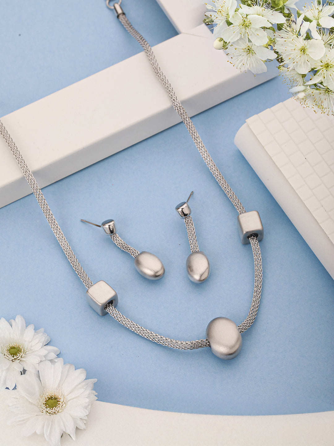 Anti-tarnish Silver Toned Trendy Chain Jewelry Set